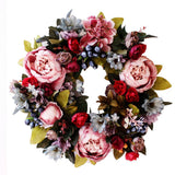 Christmas Wreath Handcraft Peony Wreath Artificial Spring Garland Wreath for Door Wall Wedding Party Home Decor