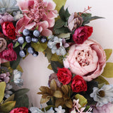 Christmas Wreath Handcraft Peony Wreath Artificial Spring Garland Wreath for Door Wall Wedding Party Home Decor