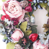 Christmas Wreath Handcraft Peony Wreath Artificial Spring Garland Wreath for Door Wall Wedding Party Home Decor - Rear View