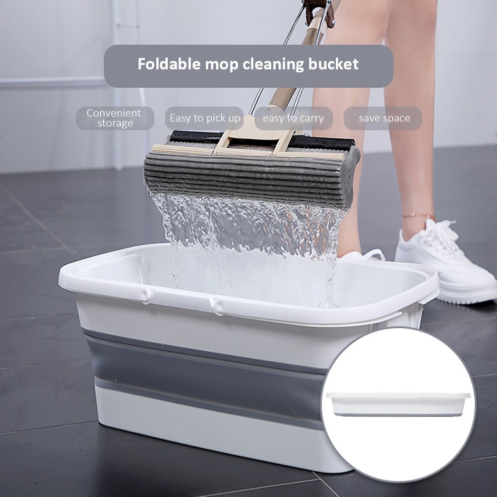 Collapsible Mop Bucket Portable Plastic Bucket Folding Storage Basket with Handle