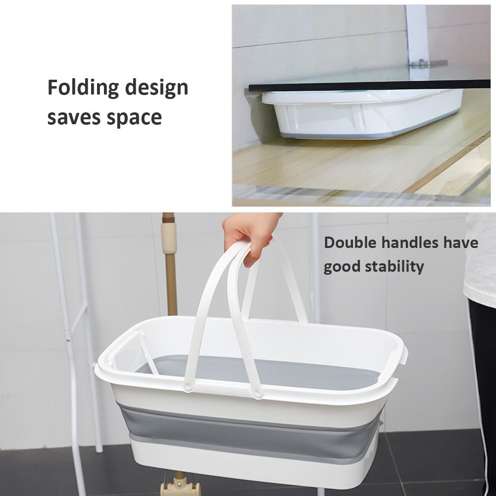 Collapsible Mop Bucket Portable Plastic Bucket Folding Storage Basket with Handle