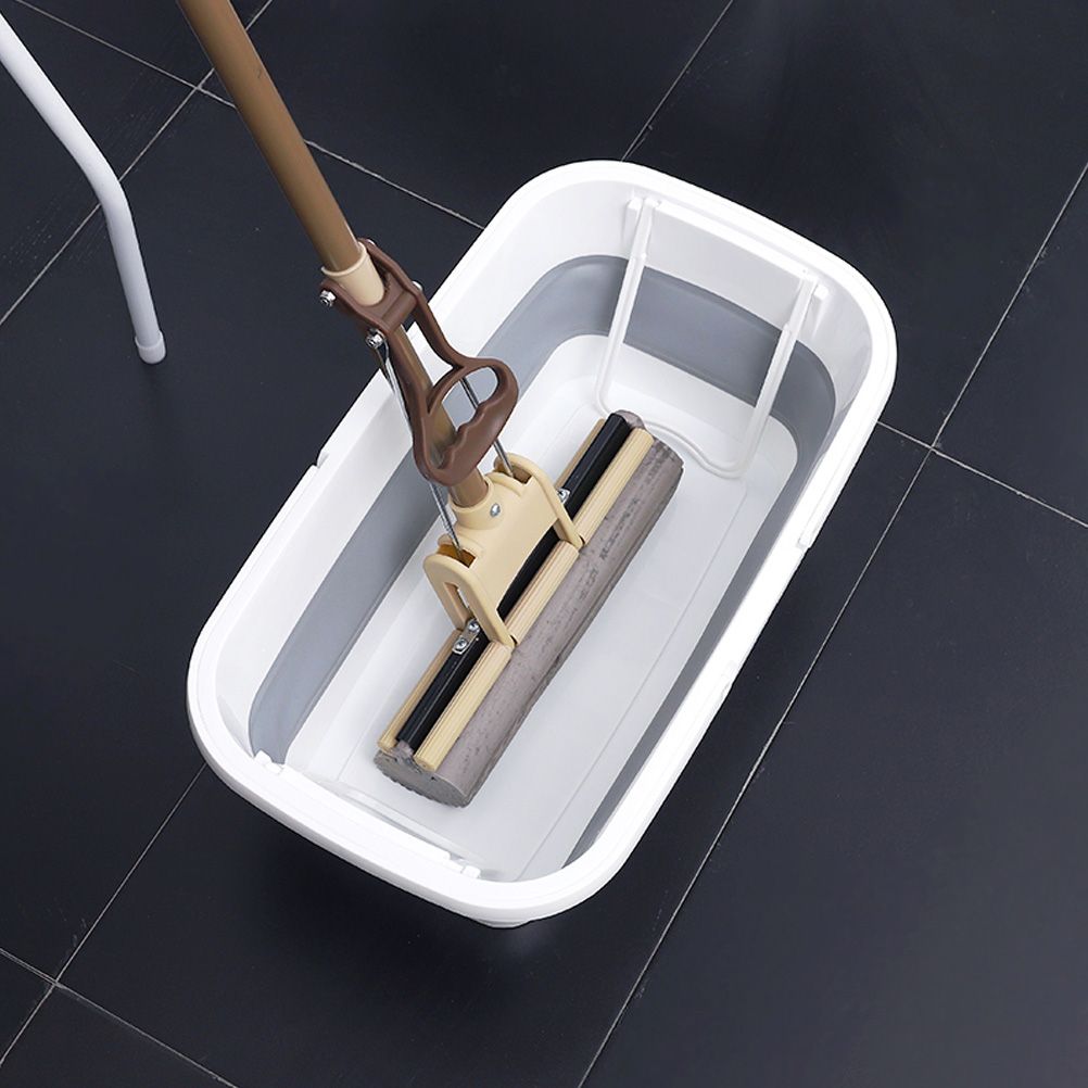 Collapsible Mop Bucket Portable Plastic Bucket Folding Storage Basket with Handle