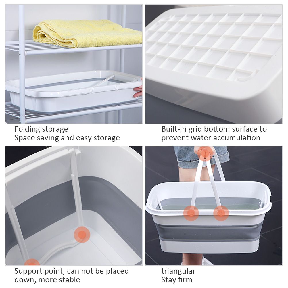Collapsible Mop Bucket Portable Plastic Bucket Folding Storage Basket with Handle