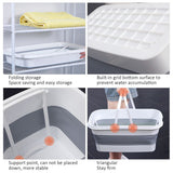 Collapsible Mop Bucket Portable Plastic Bucket Folding Storage Basket with Handle - Low Angle