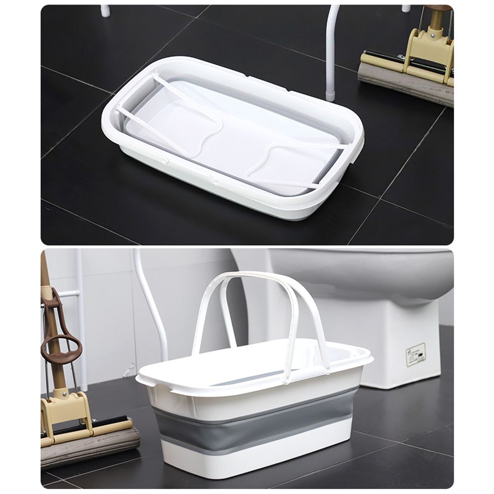 Collapsible Mop Bucket Portable Plastic Bucket Folding Storage Basket with Handle