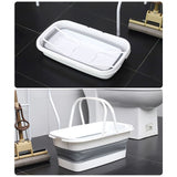 Collapsible Mop Bucket Portable Plastic Bucket Folding Storage Basket with Handle - Extra Image