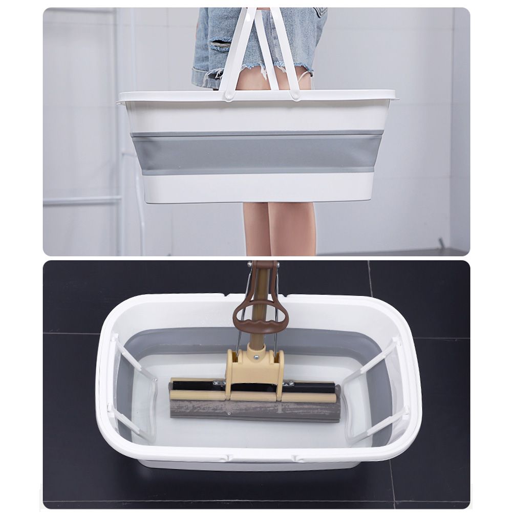 Collapsible Mop Bucket Portable Plastic Bucket Folding Storage Basket with Handle