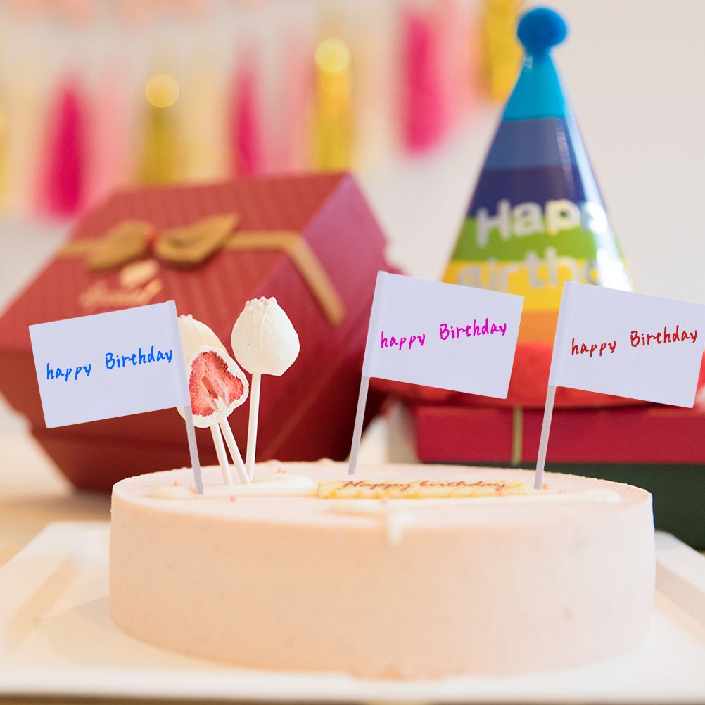 100Pcs Flag Cupcake Toppers Toothpick Flags Cheese Markers Sticks Flag Topper for Party Cake Food Cheeseplate Appetizers