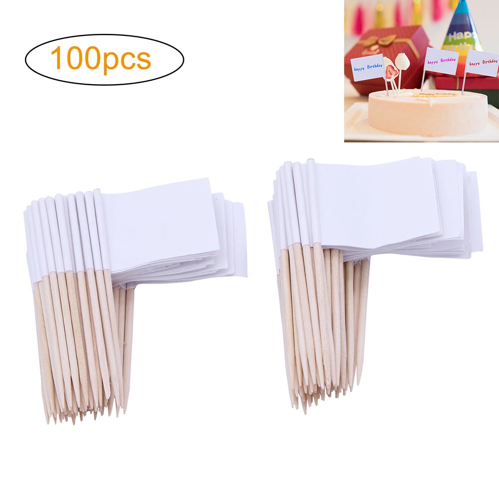 100Pcs Flag Cupcake Toppers Toothpick Flags Cheese Markers Sticks Flag Topper for Party Cake Food Cheeseplate Appetizers