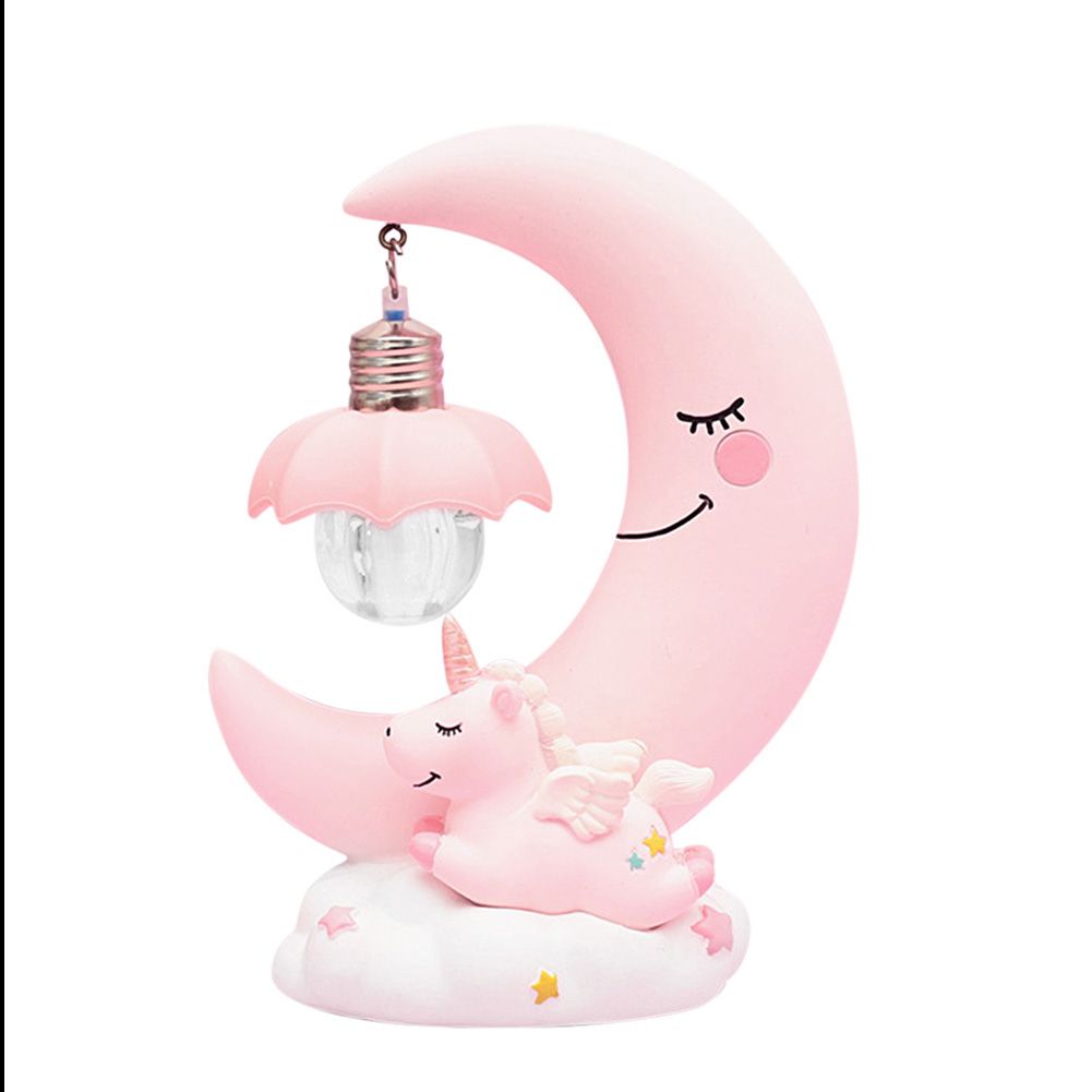 Cartoon Moon Led Night Light Resin Baby Nursery Lamp Ornaments Bedside Table Lamp Kids Gift Toy