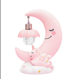Cartoon Moon Led Night Light Resin Baby Nursery Lamp Ornaments Bedside Table Lamp Kids Gift Toy