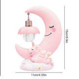 Cartoon Moon Led Night Light Resin Baby Nursery Lamp Ornaments Bedside Table Lamp Kids Gift Toy - Front View