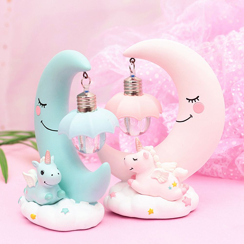Cartoon Moon Led Night Light Resin Baby Nursery Lamp Ornaments Bedside Table Lamp Kids Gift Toy
