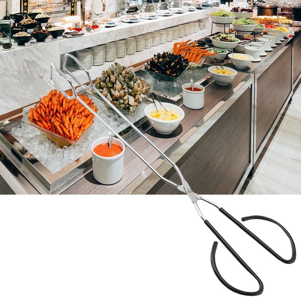 Stainless Steel Scissor Tongs Food Meat Scissor Kitchen Food Baking Bread Clamp Barbecue Grilling Tong