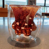 Cat Paw Mug Cat Claw Coffee Mug Double Wall Glass Mug Novelty Gift for Friends - Top-Down View