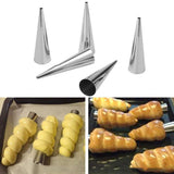 16Pcs Stainless Steel Cream Horn Molds Set Filled Dessert Pastry Cone Metal Forms Baking Tools - Top-Down View