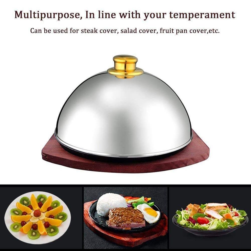 Stainless Steel Cloche Food Cover Dome Serving Plate Dish Dining Dinner for Home Kitchen Restaurant Cafe