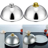 Stainless Steel Cloche Food Cover Dome Serving Plate Dish Dining Dinner for Home Kitchen Restaurant Cafe - Top-Down View
