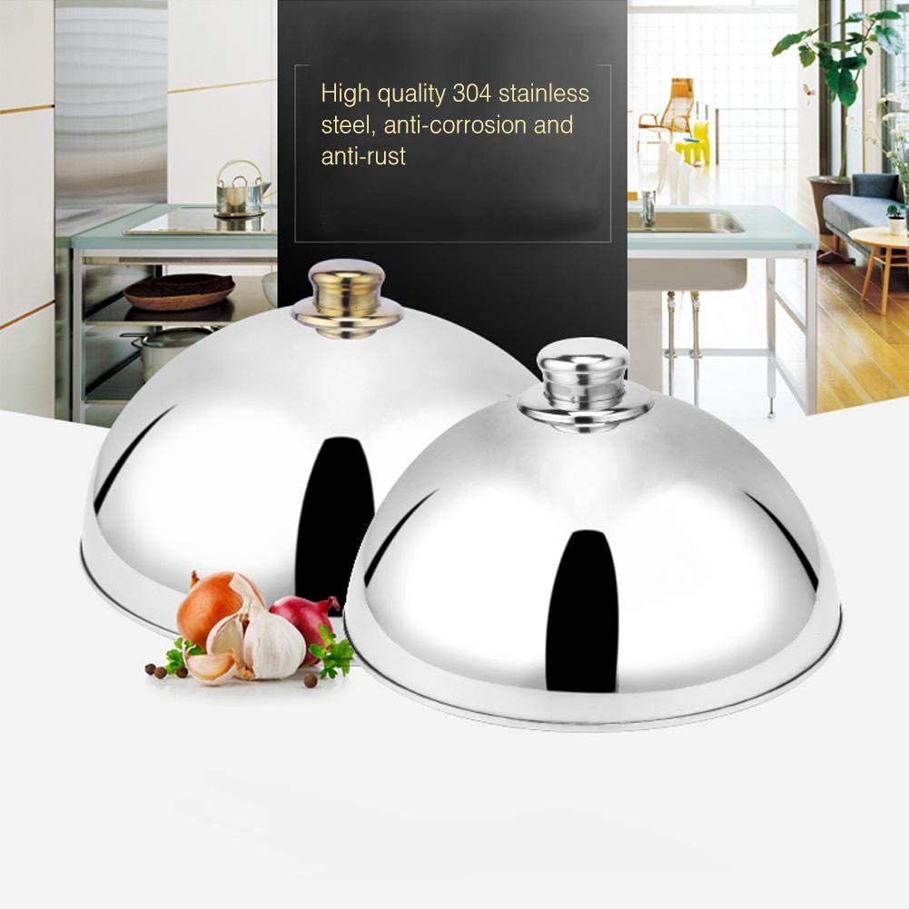 Stainless Steel Cloche Food Cover Dome Serving Plate Dish Dining Dinner for Home Kitchen Restaurant Cafe