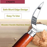 Stainless Steel Coconut Stripper with Durable Wooden Handle Coconut Opener for Kitchen Home Coconut Scraper Tools - Top-Down View