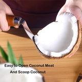 Stainless Steel Coconut Stripper with Durable Wooden Handle Coconut Opener for Kitchen Home Coconut Scraper Tools - 45-Degree Angle