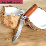 Stainless Steel Coconut Stripper with Durable Wooden Handle Coconut Opener for Kitchen Home Coconut Scraper Tools - Low Angle
