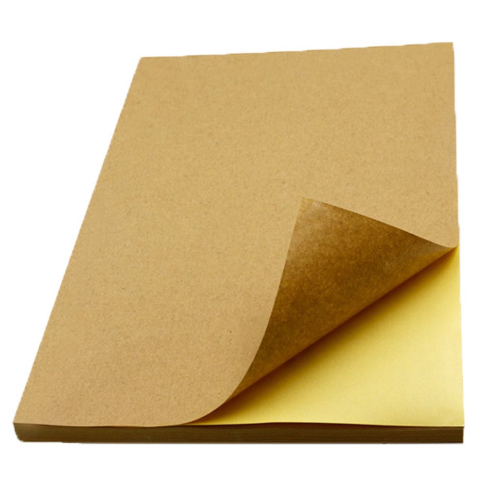 50 Sheet A4 Brown Kraft Sticker Paper Sheet Self Adhesive Label Inkjet Printer