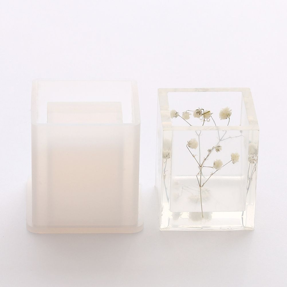 2PCS DIY Silicone Pen Molds Cube and Cylinder Resin Molds Pen Holder Mold for Craft Making