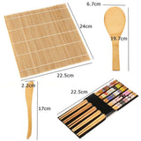 Bamboo Sushi Maker Set Sushi Rolling Mat Kits Sushi Curtain Blade Spoon and Chopsticks Set