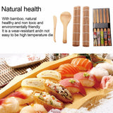 Bamboo Sushi Maker Set Sushi Rolling Mat Kits Sushi Curtain Blade Spoon and Chopsticks Set - Top-Down View