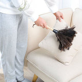 Anti Static Animal Feather Brush Soft Dust Cleaning Brush with Wooden Handle - Front View