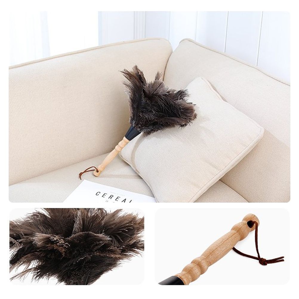 Anti Static Animal Feather Brush Soft Dust Cleaning Brush with Wooden Handle