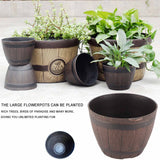 Imitation Wooden Barrel PP Resin Flower Pot Imitated Wood Planting Barrel - Extra Image