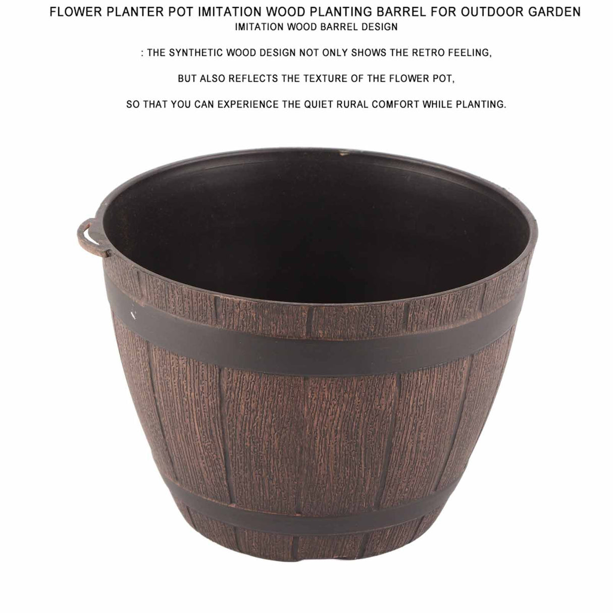 Imitation Wooden Barrel PP Resin Flower Pot Imitated Wood Planting Barrel