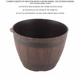 Imitation Wooden Barrel PP Resin Flower Pot Imitated Wood Planting Barrel - Extra Image