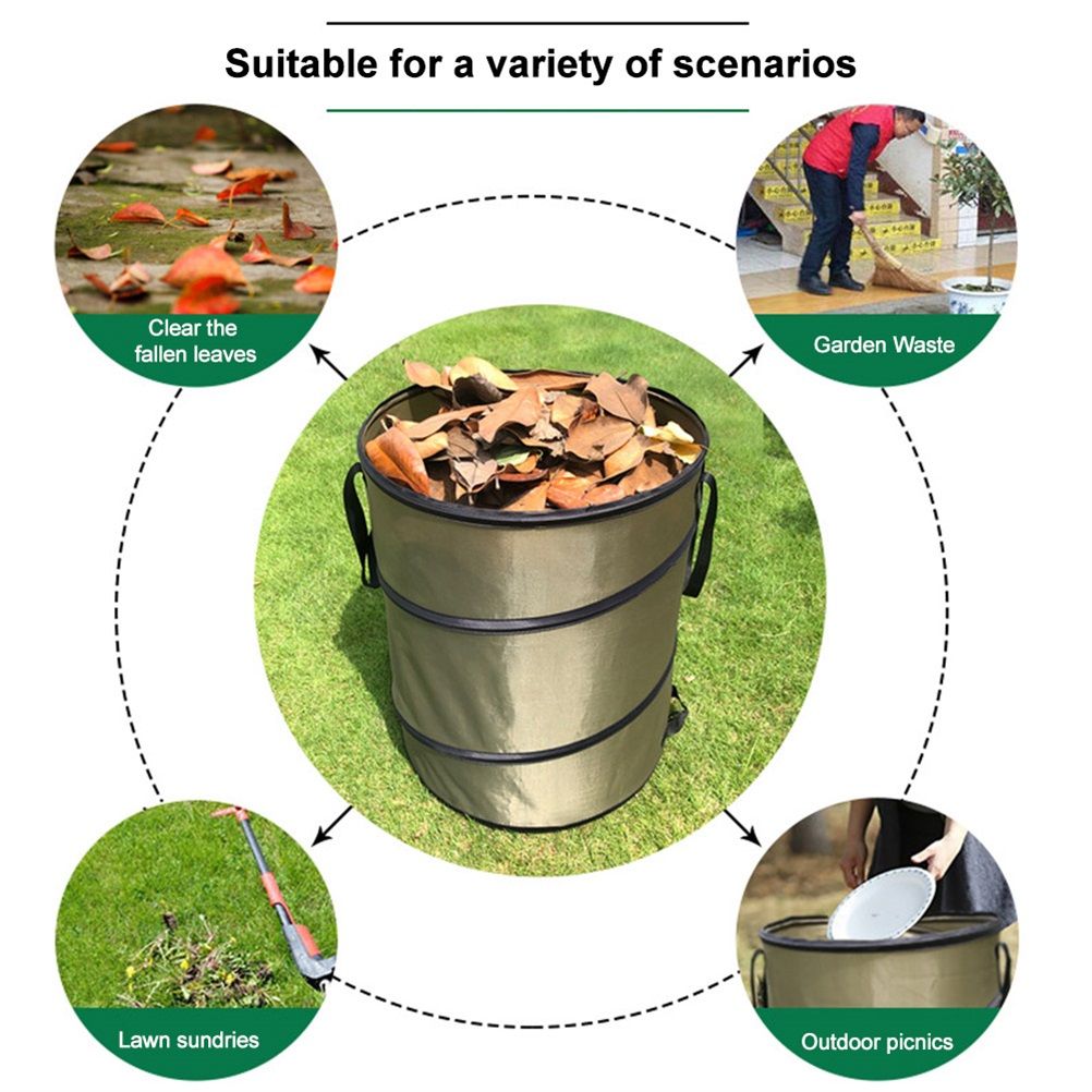 Collapsible Garden Waste Bag Oxford Cloth Bucket Reusable Container with 2 Carrying Handle for Garden Collecting Leaves 37.8 L