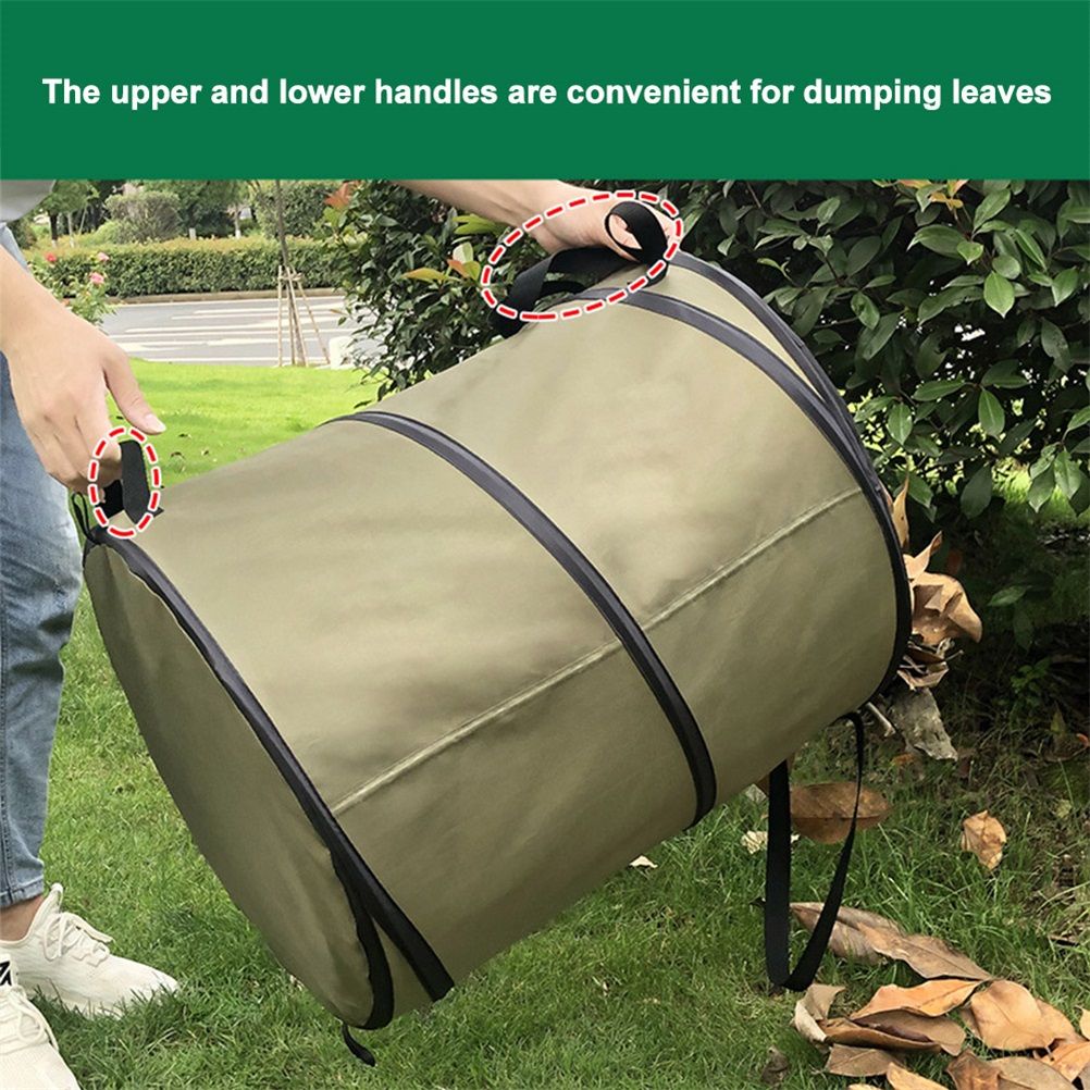 Collapsible Garden Waste Bag Oxford Cloth Bucket Reusable Container with 2 Carrying Handle for Garden Collecting Leaves 37.8 L