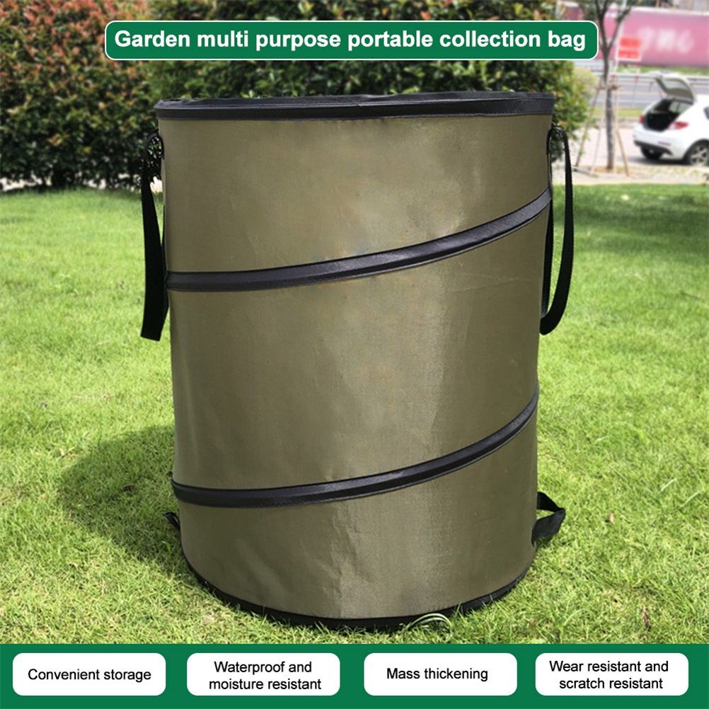 Collapsible Garden Waste Bag Oxford Cloth Bucket Reusable Container with 2 Carrying Handle for Garden Collecting Leaves 37.8 L