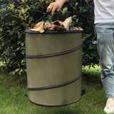Collapsible Garden Waste Bag Oxford Cloth Bucket Reusable Container with 2 Carrying Handle for Garden Collecting Leaves 37.8 L - Low Angle