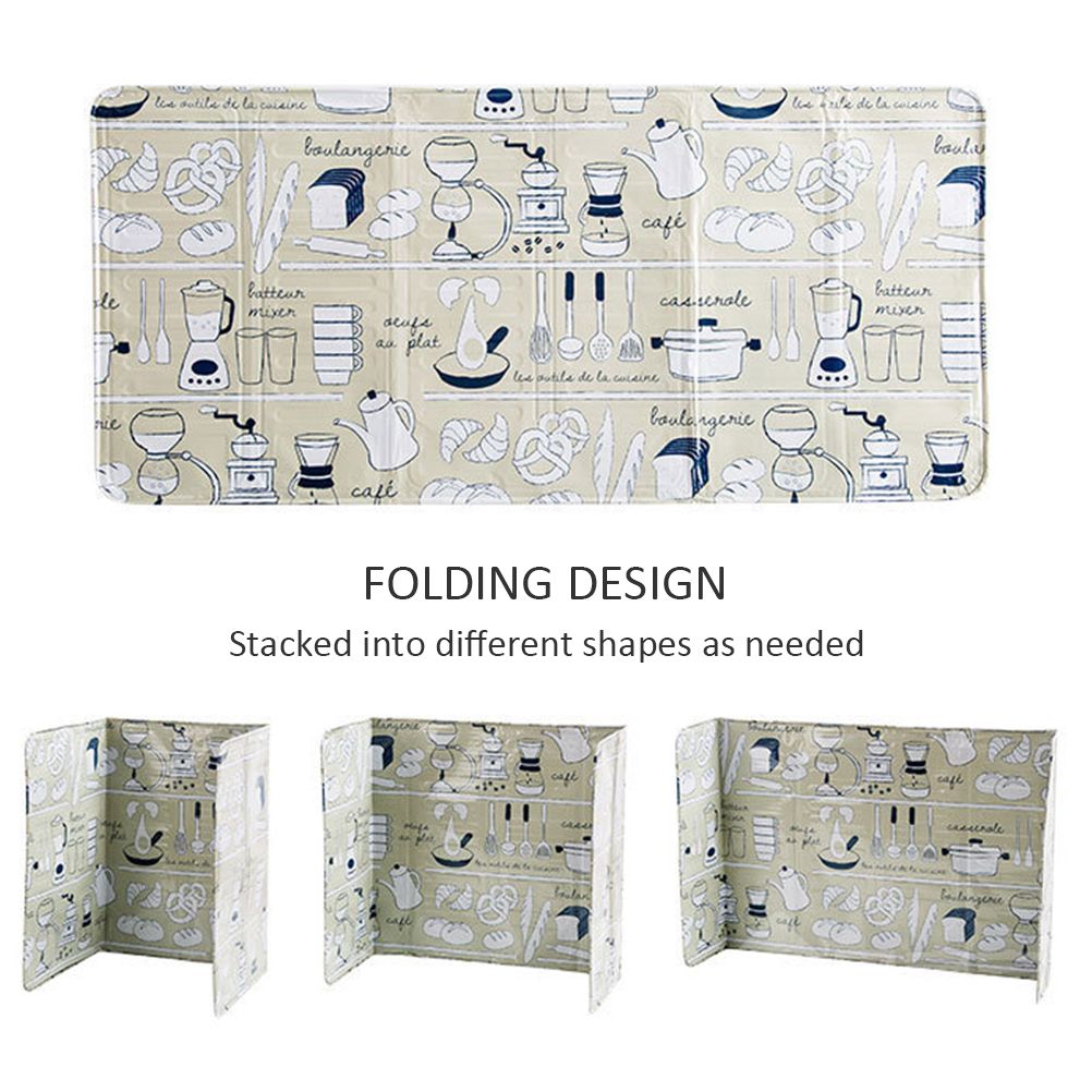 3 Sided Kitchen Splatter Guard Foldable Oil Proof Board Aluminum Foil Gas Stove Shield