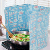 3 Sided Kitchen Splatter Guard Foldable Oil Proof Board Aluminum Foil Gas Stove Shield