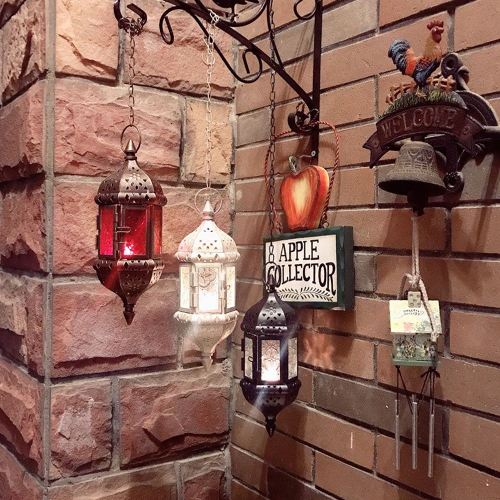 Hanging Candle Lantern Moroccan Chandelier Retro Candle Holder Moroccan Vintage Metal Hollow Wedding Hanging Candle Holders