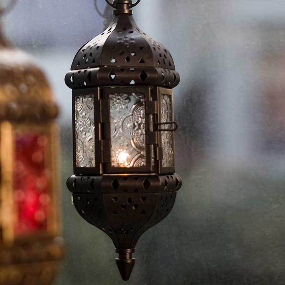 Hanging Candle Lantern Moroccan Chandelier Retro Candle Holder Moroccan Vintage Metal Hollow Wedding Hanging Candle Holders