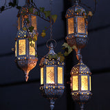 Hanging Candle Lantern Moroccan Chandelier Retro Candle Holder Moroccan Vintage Metal Hollow Wedding Hanging Candle Holders