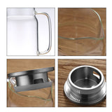 Teapot Glass Tea Maker Large Capacity Heat Resistant Juice Bottles with Removable Stainless Steel Cover - Side View