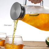 Teapot Glass Tea Maker Large Capacity Heat Resistant Juice Bottles with Removable Stainless Steel Cover - 45-Degree Angle