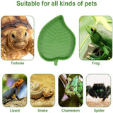 2PCS Leaf Reptile Food Water Bowl Plate Dish for Tortoise Snake Crawl Pet Drinking and Eating - Top-Down View