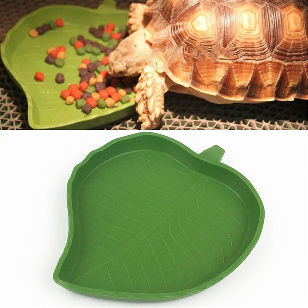 2PCS Leaf Reptile Food Water Bowl Plate Dish for Tortoise Snake Crawl Pet Drinking and Eating