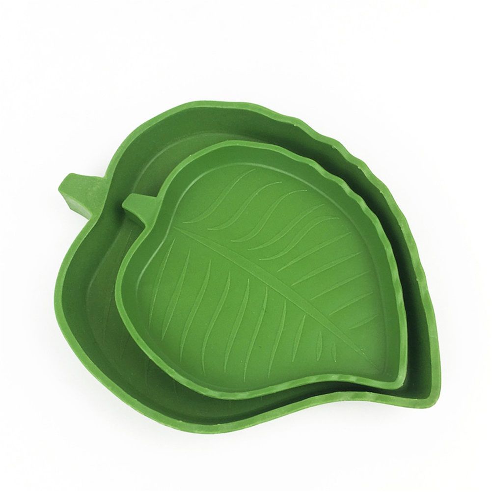 2PCS Leaf Reptile Food Water Bowl Plate Dish for Tortoise Snake Crawl Pet Drinking and Eating