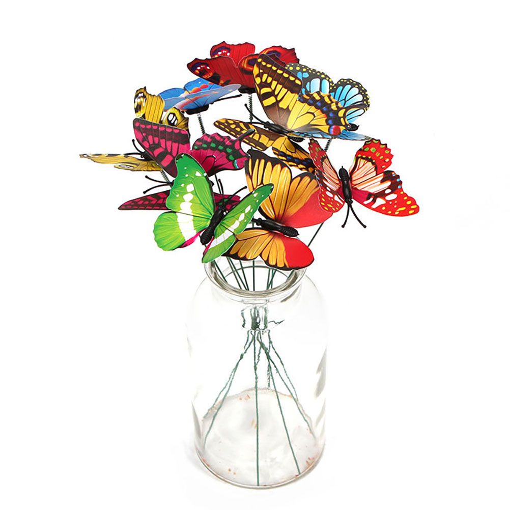 15pcs Simulation Butterfly Insert Colourful Butterfly Plant Inserts Gardening Supplies